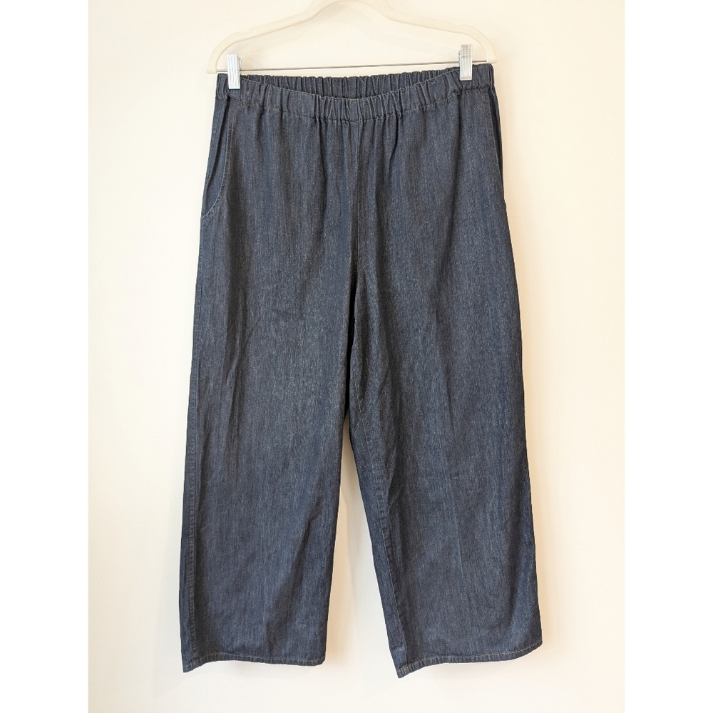 Flax Denim Pull On Cropped Pant